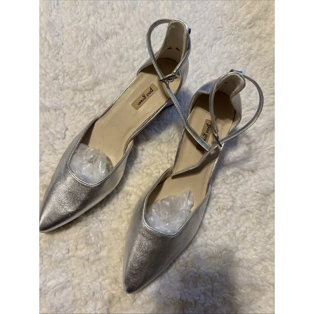 Paul Green Nicki Mary Jane  Heels Shoes Womens Size 6 US 4 UK Silver Leather
